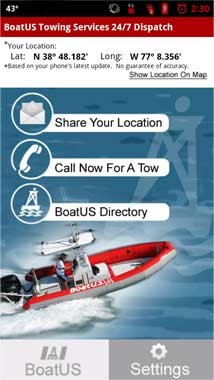 Photo of the BoatUS Towing app