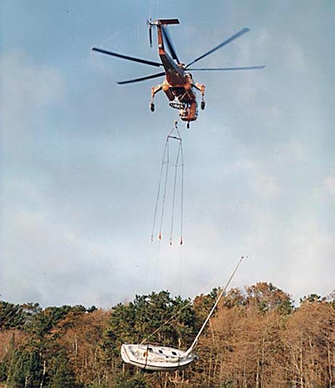 Helicopter Used for Boat Salvage