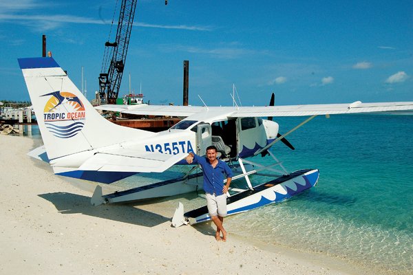 Pilot Adam Schewitz of Tropic Ocean Airways at the seaplane landing near Browns Marina. (Photo: Michael Vatalaro)
