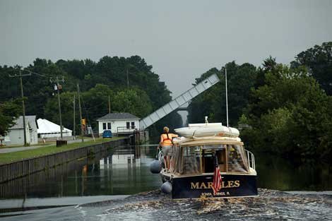 Entering South Mills Lock on the ICW