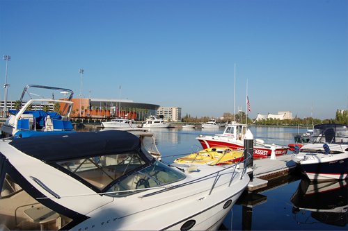 Transient Docks Fronting the California Stockton Arena