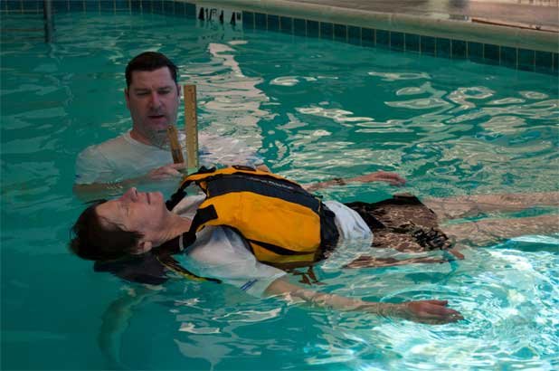 Life Jacket Test with User Floating on Back