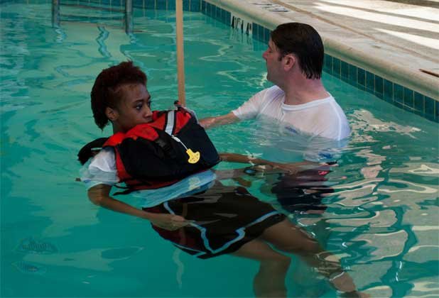 Life Jacket Test with User Floating Upright