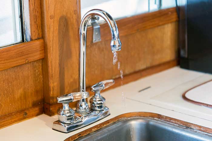 Galley sink with running water