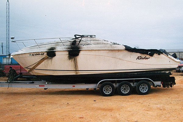 Burned boat