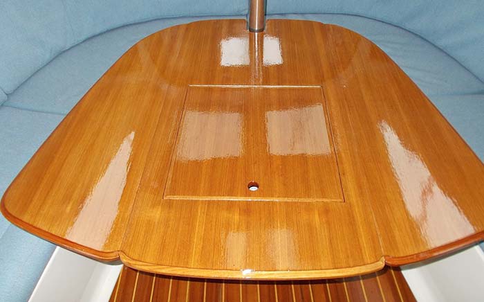 Resurfaced interior cabin table
