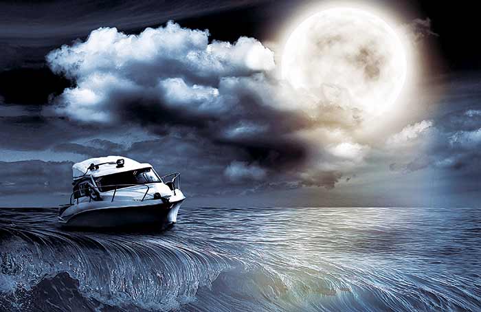 Stormy night at sea illustration