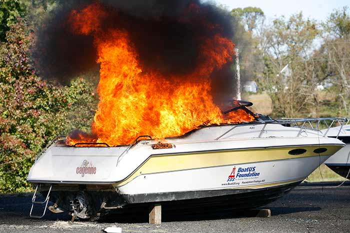 Engine compartment boat fire