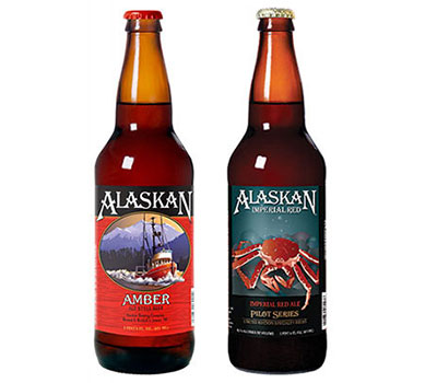 Alaskan Amber and Imperial Red beers
