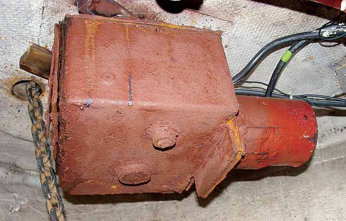 Corroded windlass and gearbox motor