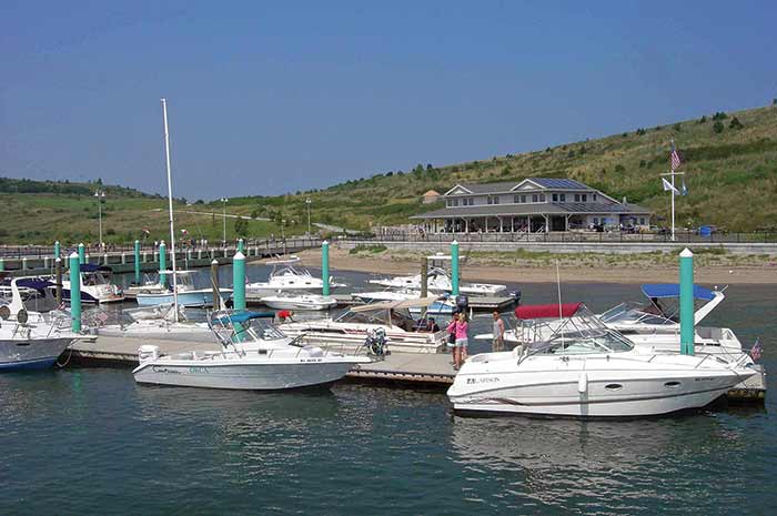 The marina at Spectacle Island