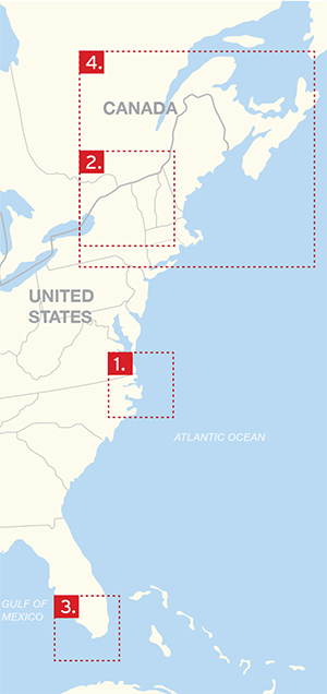 Map of All East Coast Mini Loops