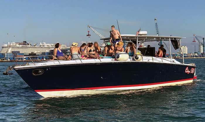 Crowded charter boat