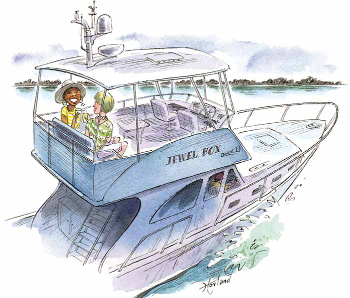 Boating friendship illustration