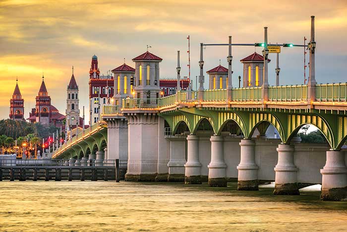 Bridge of  Lions against the St. Augustine skyline