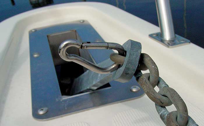 A Spring Snap Link used to attach anchor to anchor rode