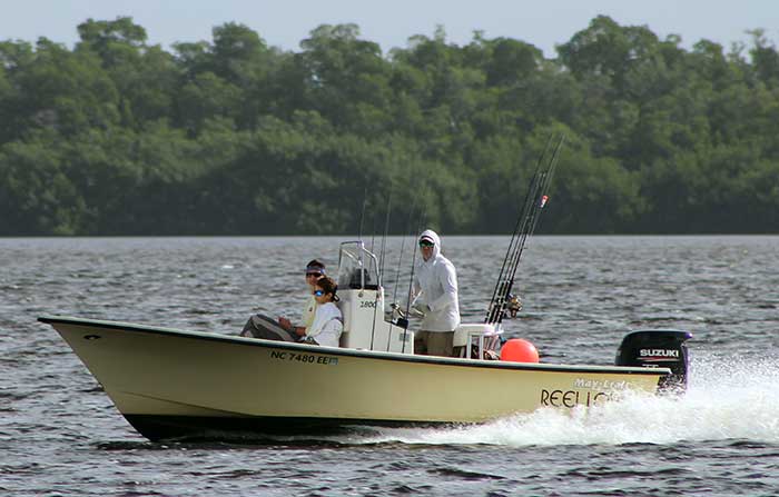 Fishing boat running in Florida's Everglades