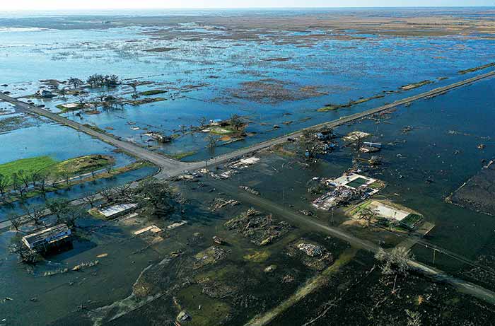 Aerial view of flooding on Louisiana’s Gulf Coast