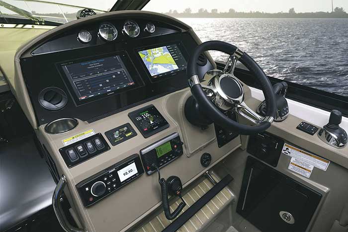 Garmin GHC 50 Autopilot Display mounted on boat's helm