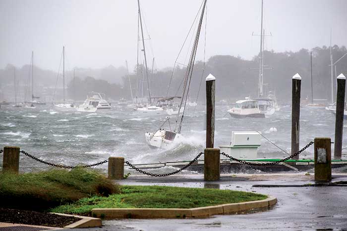 Tropical Storm Henri passes through Newport Harbor causing flooding rains, strong winds, and storm surge