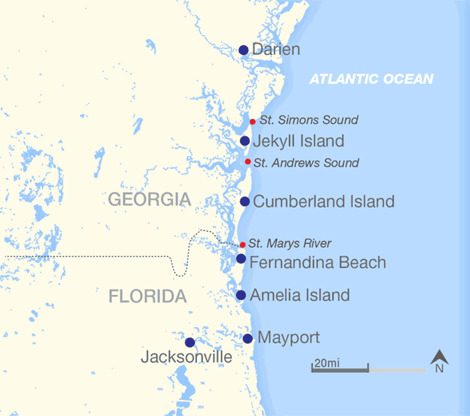 Map Of Georgia Beaches On The Atlantic Ocean 