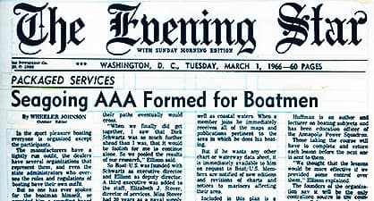 The Evening Star newspaper with the headline Seagoing AAA Formed for Boatmen