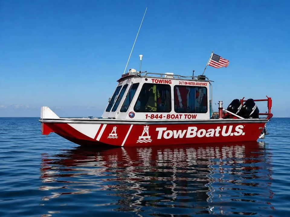 An image of a TowBoatUS red response vessel 