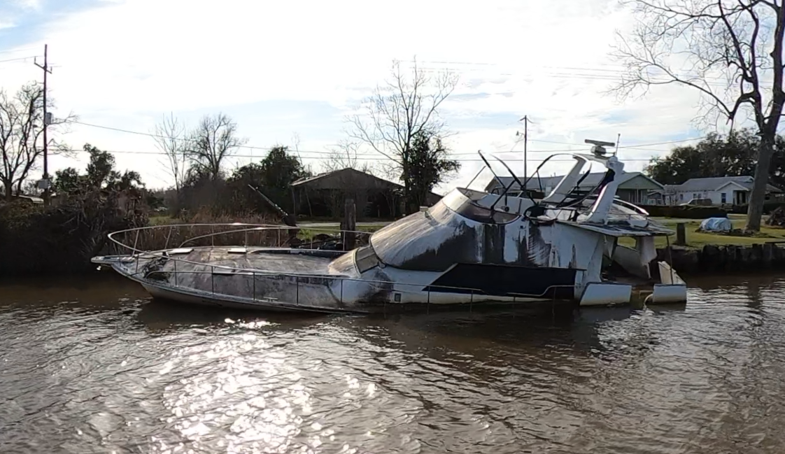 An image of an abandoned and derelict vessel in Louisiana 